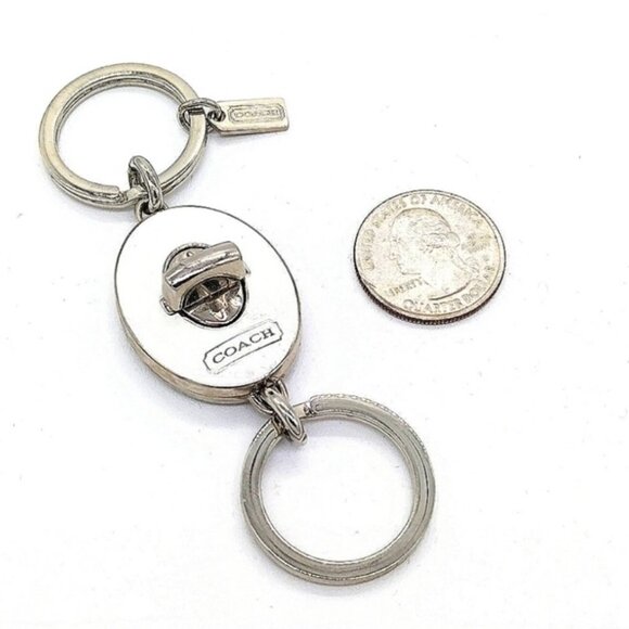JUST IN! $79 COACH Vintage White Dual Fob Keychain Purse Charm Key ring-Rare - Picture 3 of 5